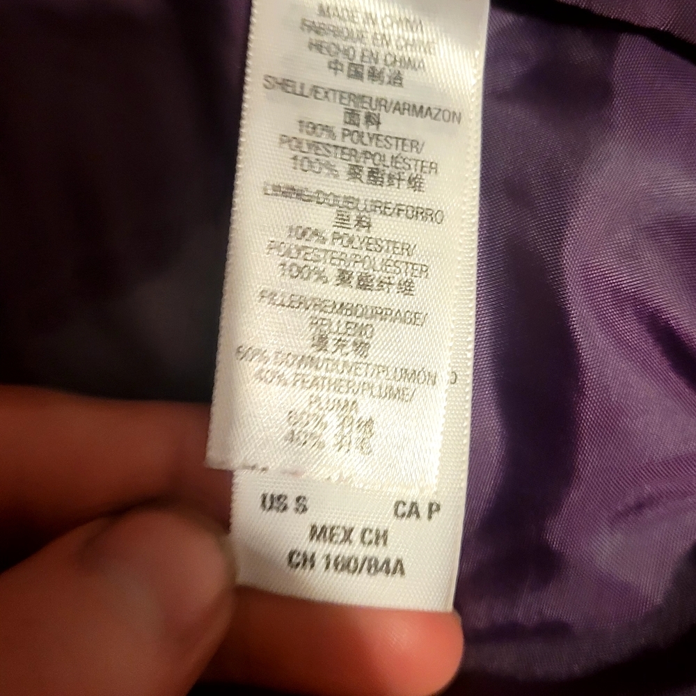 Juicy Couture dark purple down hooded bomber jacket with gold buttons Size Small - Picture 9 of 15